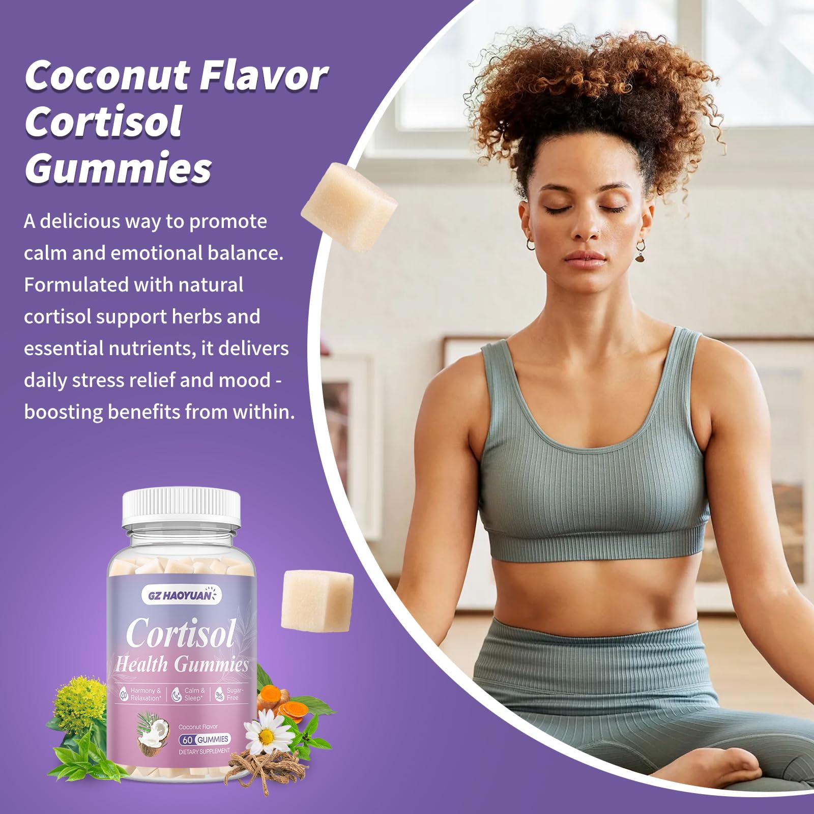 GZ HAOYUAN Gommes cortisol — gomme au cœur rose, goût fraise agréable et sans sucre.