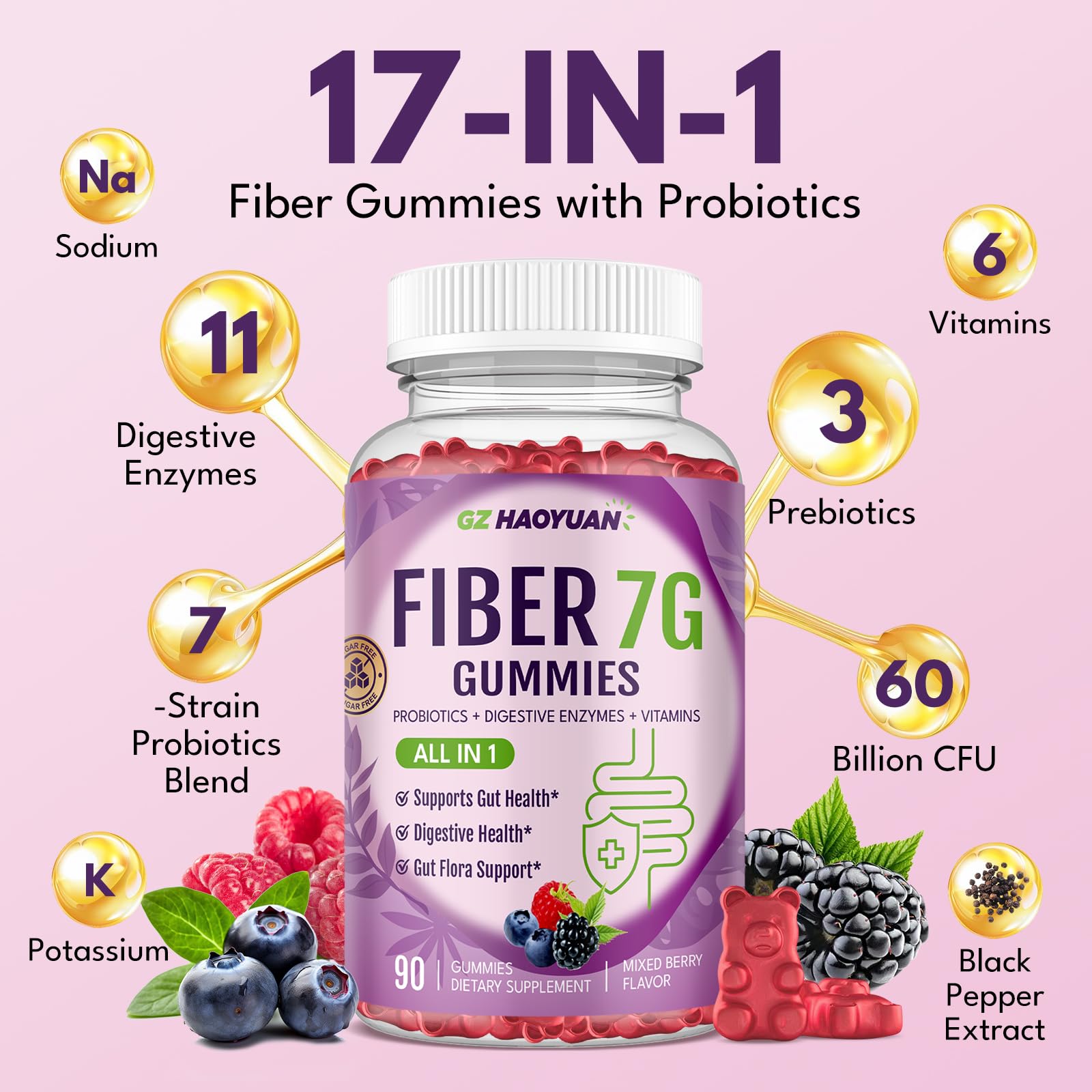 GZ HAOYUAN Gommes Fibres Couleurs Berry: saveurs variées facilitant l’usage quotidien.