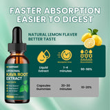 GZ HAOYUAN Kava liposomal drops – verre d'eau avec gouttes pour une ingestion facile.