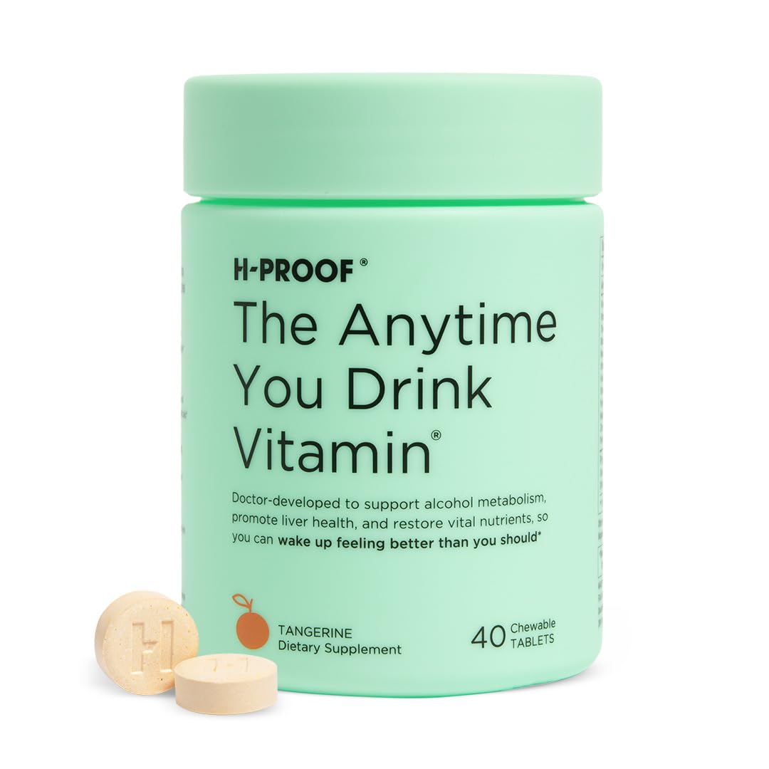 Gommes H-PROOF vitamine à mâcher, boîte mandarine, soutien métabolique après boisson.