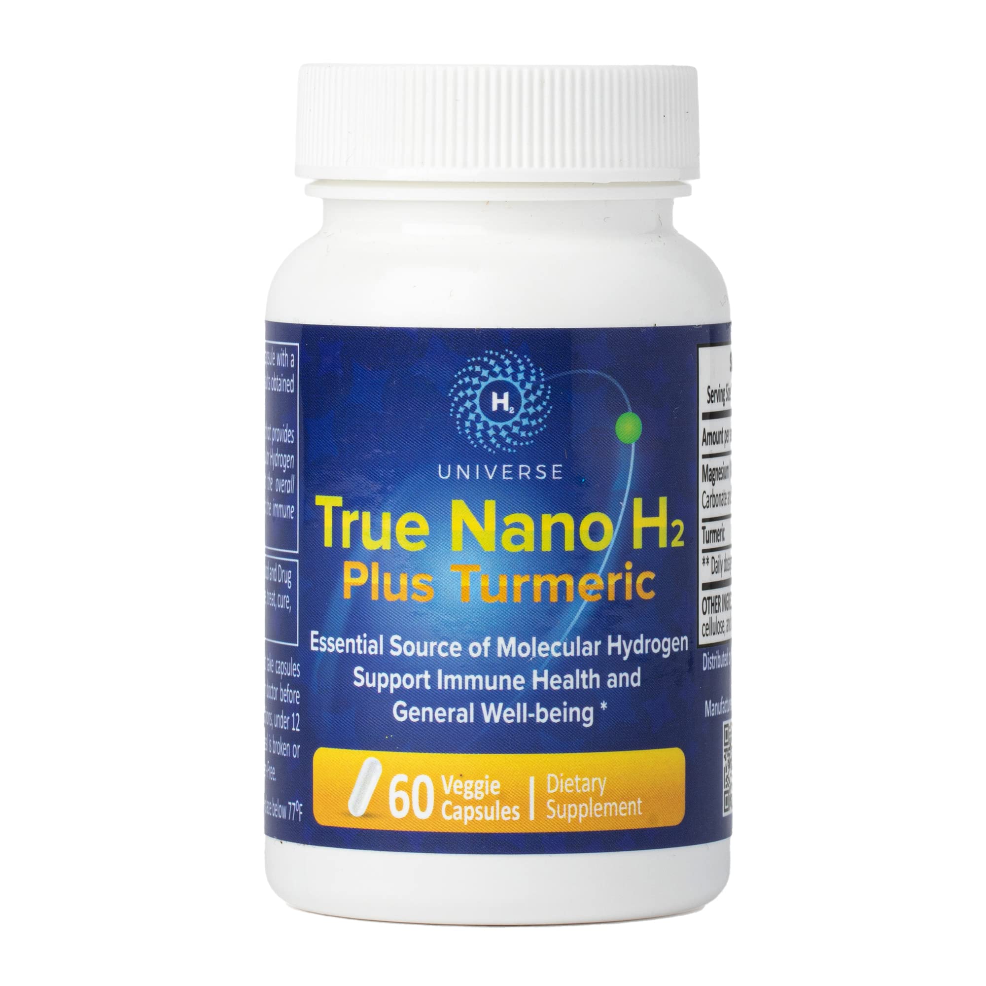 True Nano H2 Turmeric d'H2 Universe, bouteille élégante prête à l’emploi pour énergie quotidienne.
