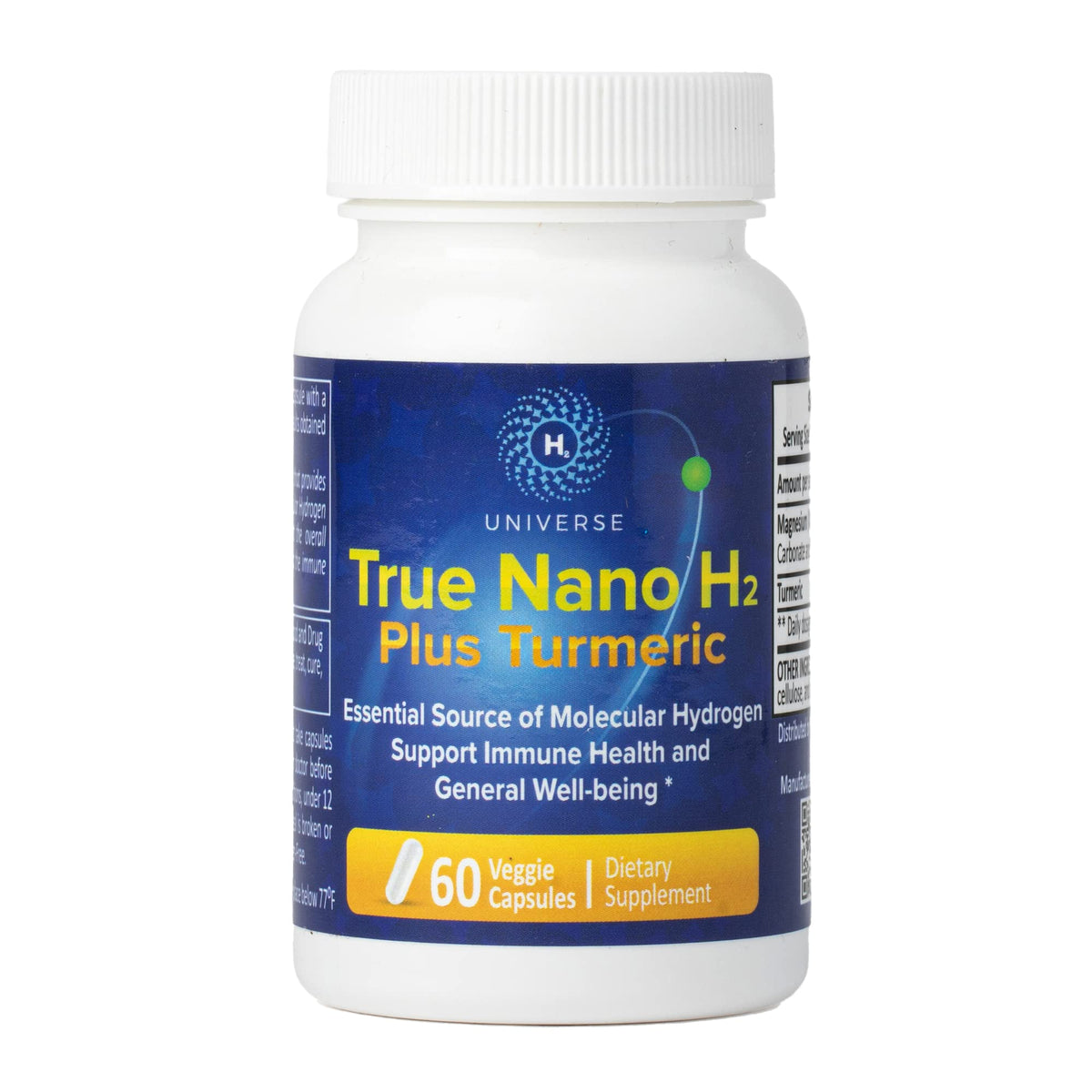 True Nano H2 Turmeric d'H2 Universe, bouteille élégante prête à l’emploi pour énergie quotidienne.