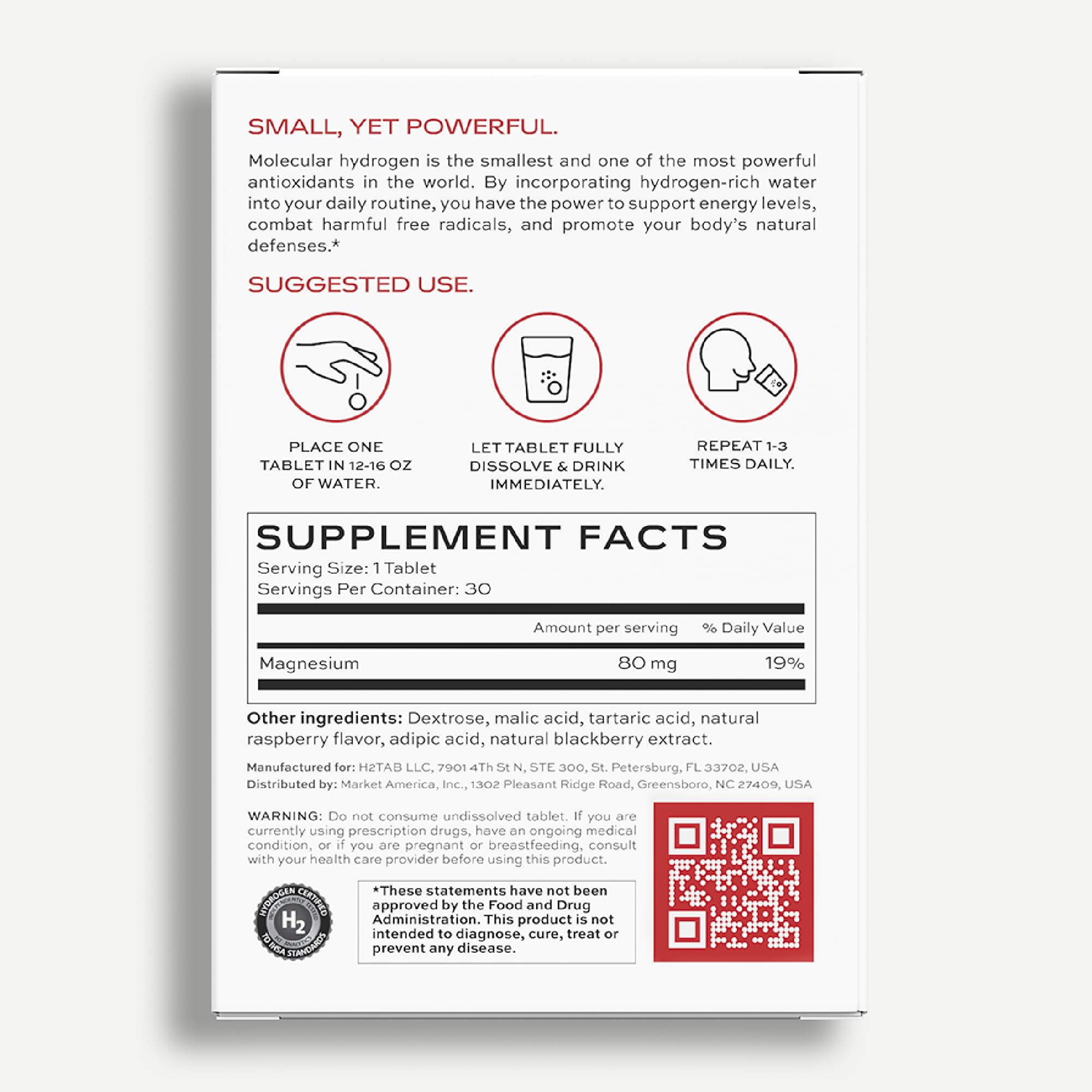 H2TAB tablettes magnésium pur, apportant stabilité et soutien cellulaire quotidien.