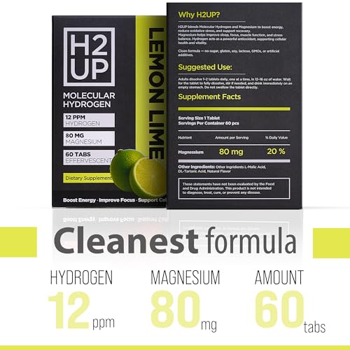 Tablettes H2UP délivrant 12 ppm d'hydrogène dans l'eau.
