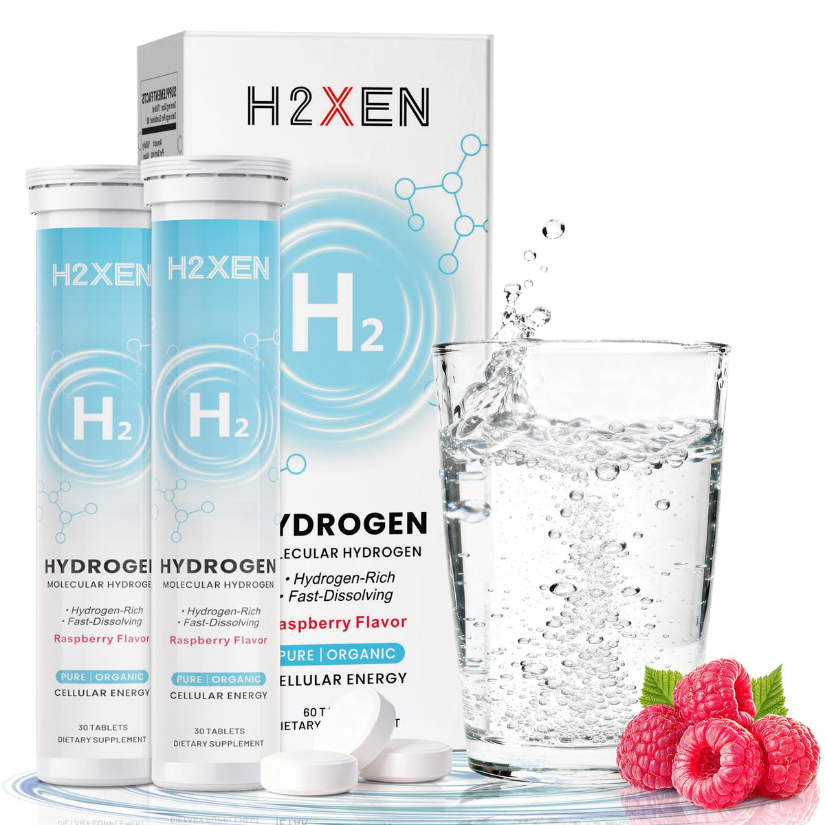 H2XEN tablettes hydrogène eau 8ppm - hydratation énergie cellulaire.