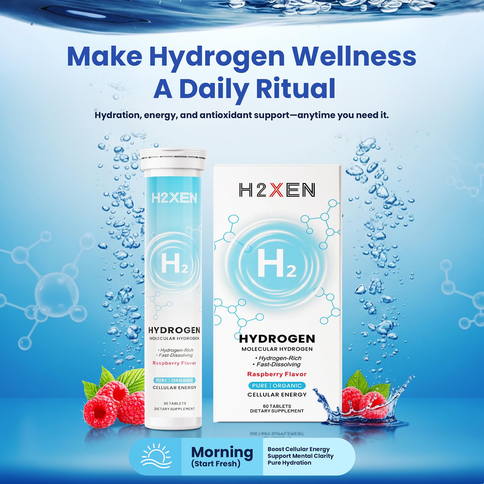 H2XEN tablettes hydrogène usage quotidien - hydratation pratique et polyvalente.