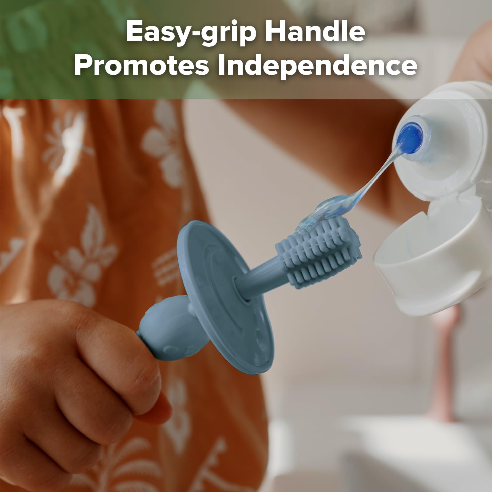 Haakaa brosse-dents-bebe-base-ventouse, rangement vertical hygiénique sur surfaces plates.