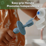 Haakaa brosse-dents-bebe-base-ventouse, rangement vertical hygiénique sur surfaces plates.
