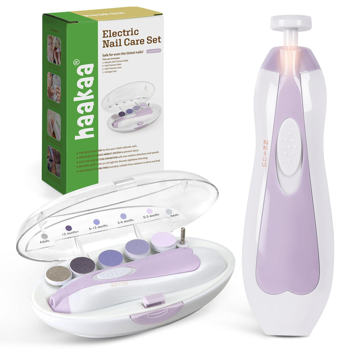 Haakaa coupe-ongles bébé électronique avec lumière DEL, pratique et sûr.