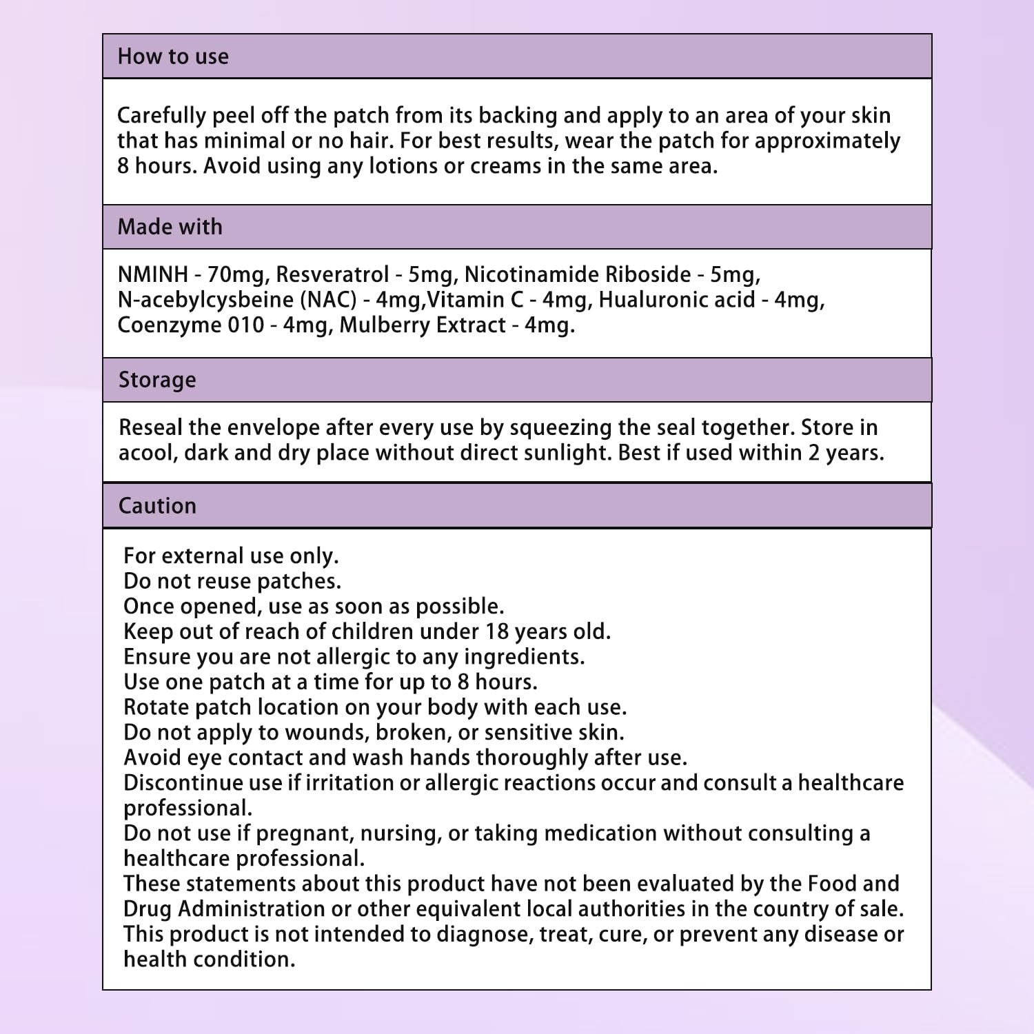 Haiphy NAD+Patches: retrait simple après hydratation ou huile.