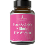 Hair Thickness Maximizer – bouteille de gélules cohosh et biotine pour cheveux plus forts.
