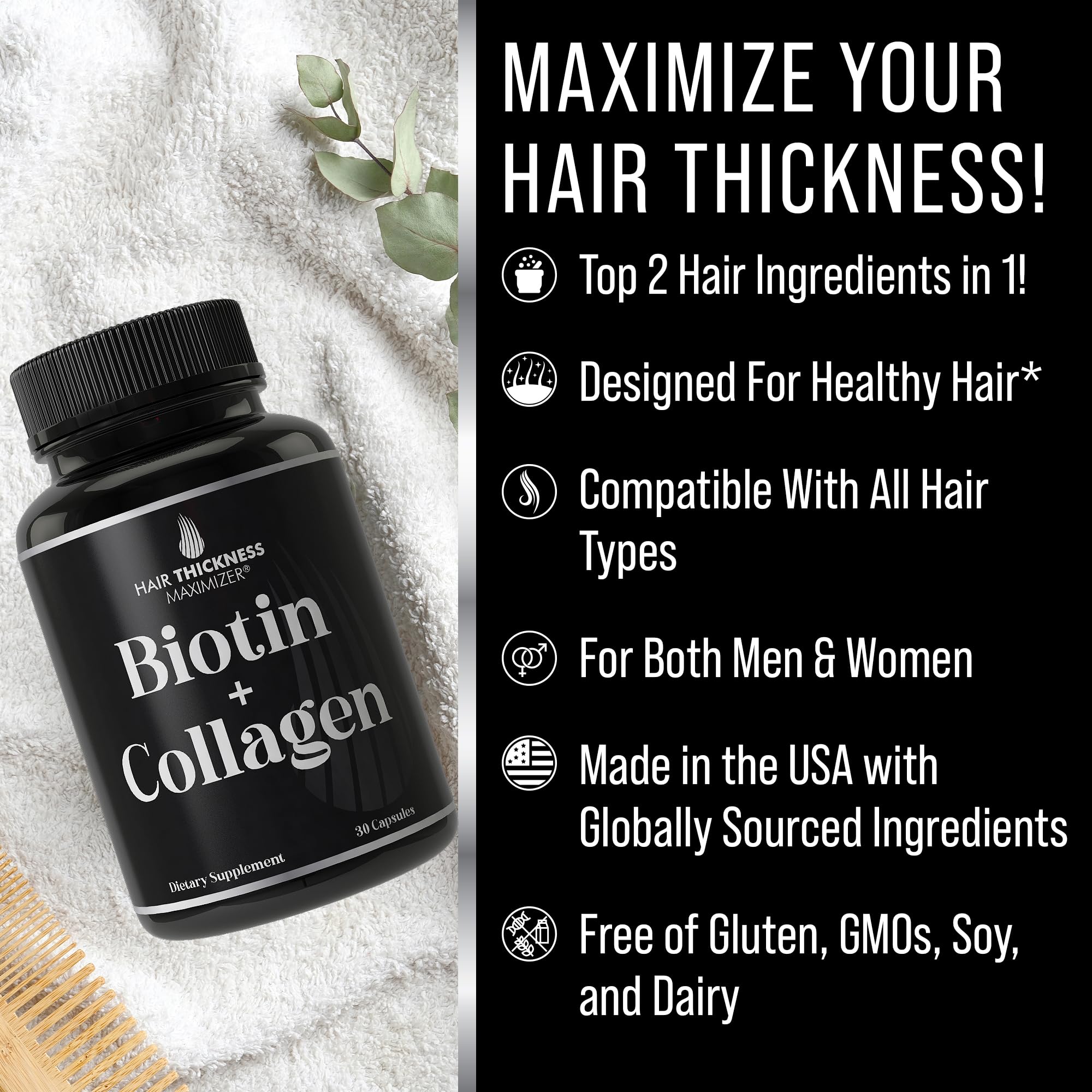 Hair Thickness Maximizer – gélules faciles à avaler pour cheveux sains