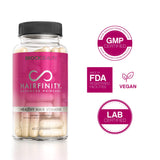 Hairfinity tableau ingrédients - graphique des nutriments clés pour la vitalité capillaire.