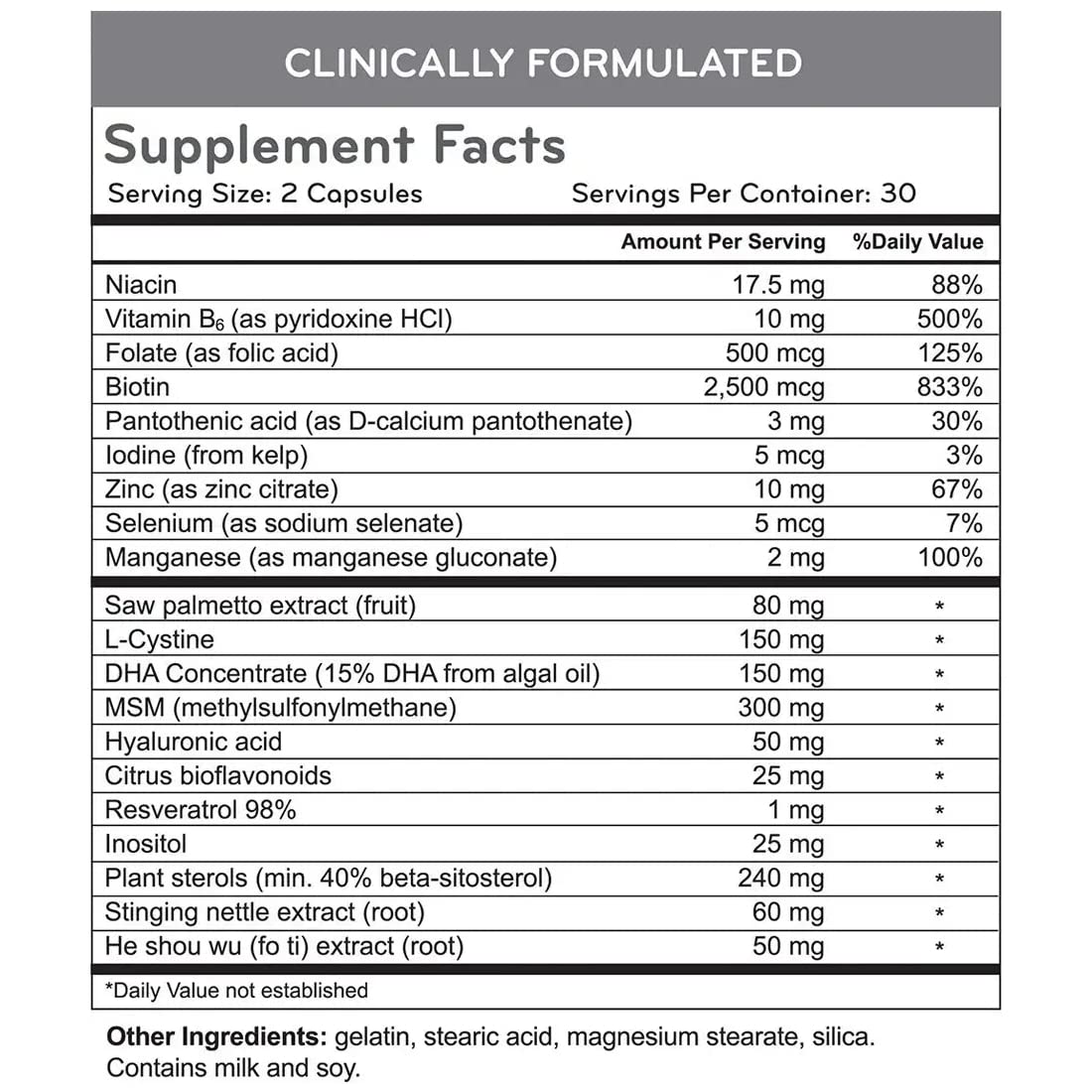 Hairmax: comprimés MSM pour renforcer la fibre capillaire et les ongles.