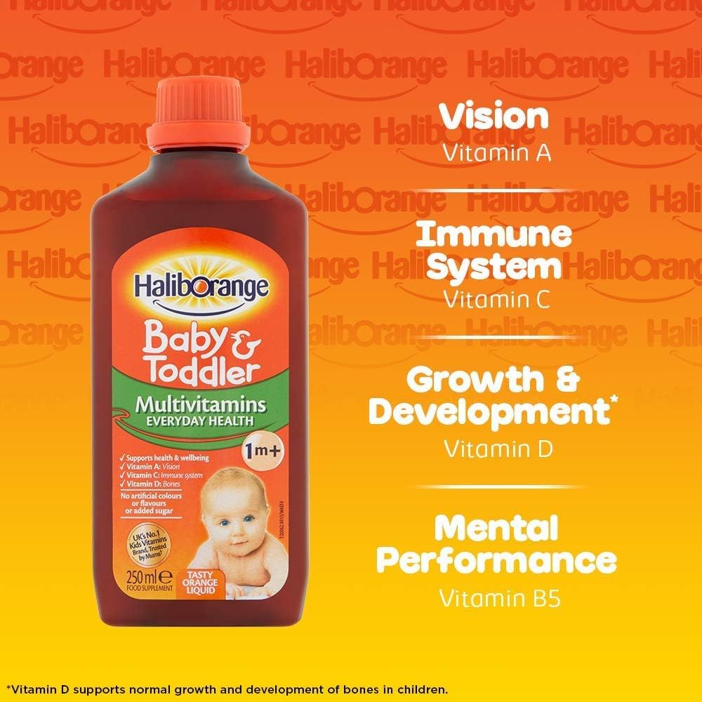 Pipette-dosage Haliborange facilitant le dosage quotidien.