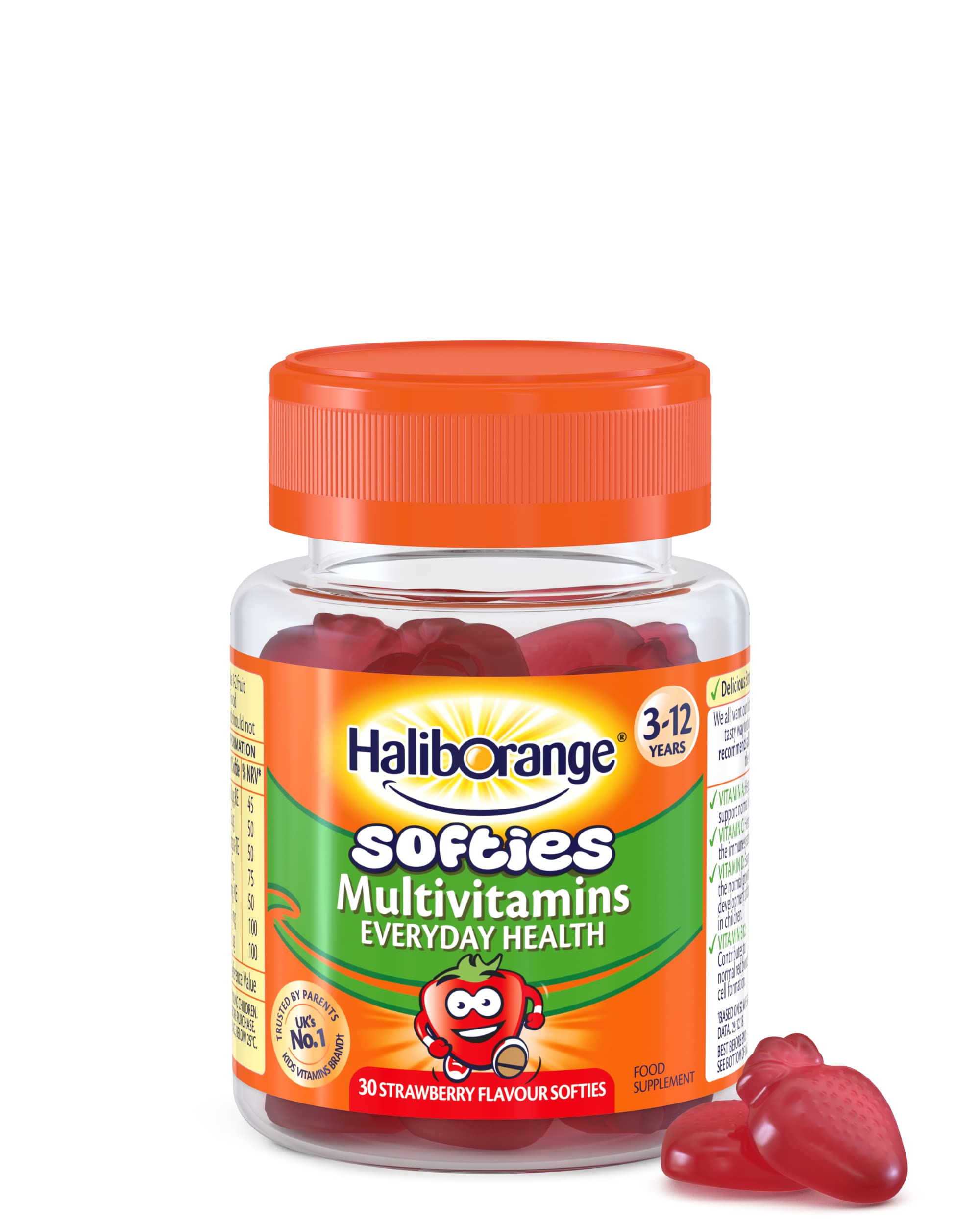 Haliborange Kids gommes fraises – bouteille 30, douceur fruitée pour le goûter
