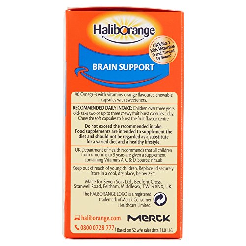 Haliborange Kids Omega-3 ingrédients vitamines A C D E, apport équilibré.