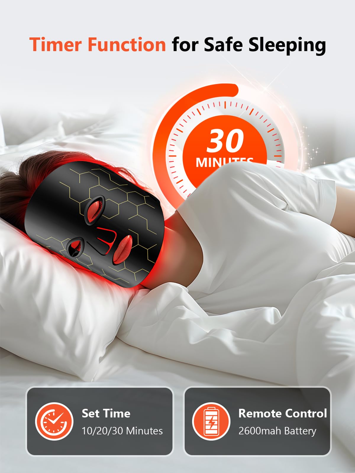 HALIDODO Masque avec télécommande et batterie 2600mAh pour sessions flexibles