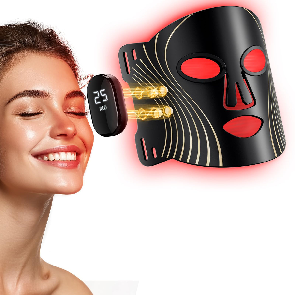 HALIDODO masque visage lumière rouge pour une peau plus lumineuse et uniforme.