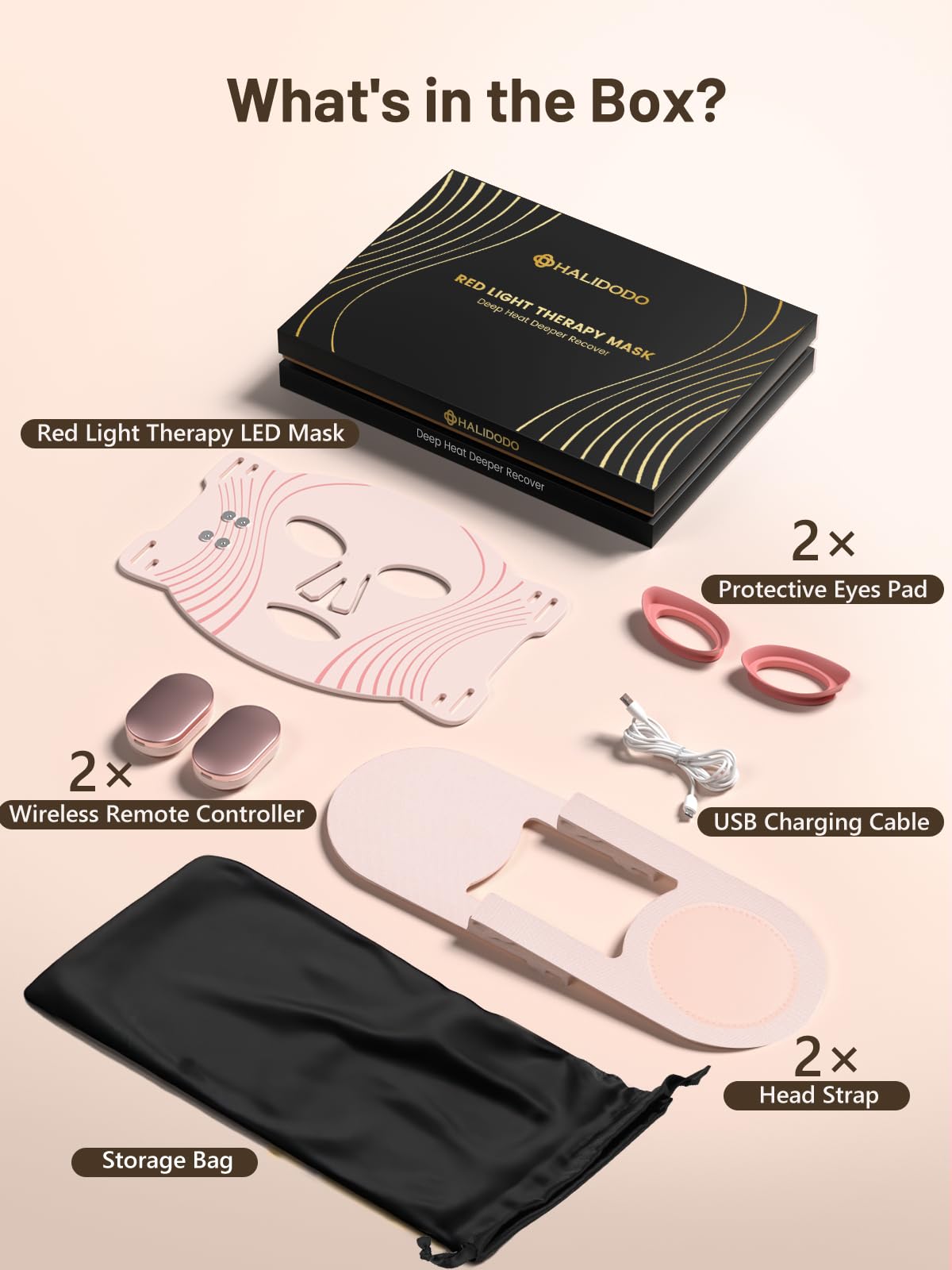 HALIDODO masque visage luminosité ajustable — trois niveaux personnalisables.
