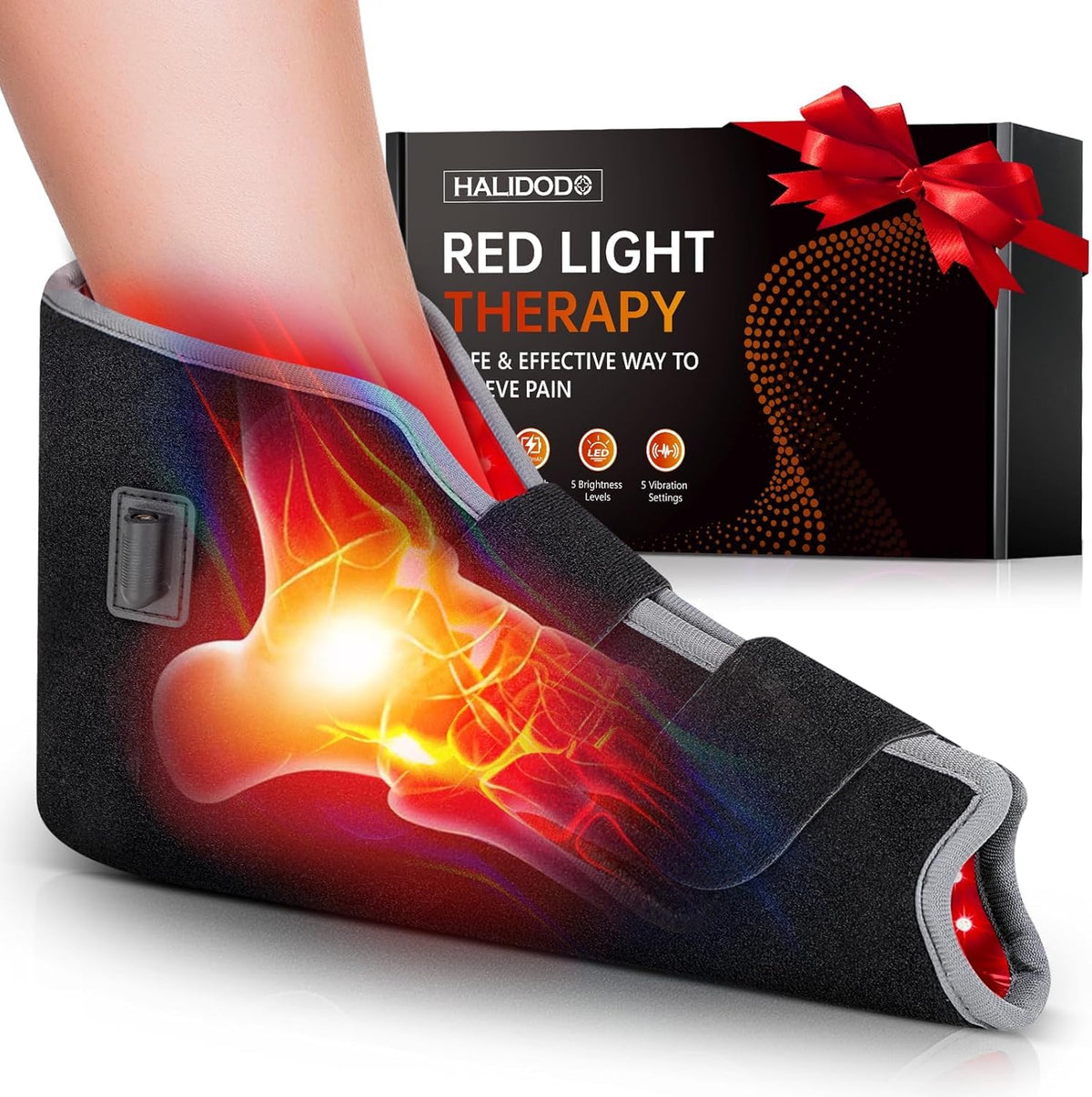 HALIDODO wrap-pieds-lumiere-rouge – soulage fatigue des pieds après la marche.