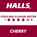 HALLS Relief cerise, pastille en dissolution sur langue, goût fruité et rafraîchissant