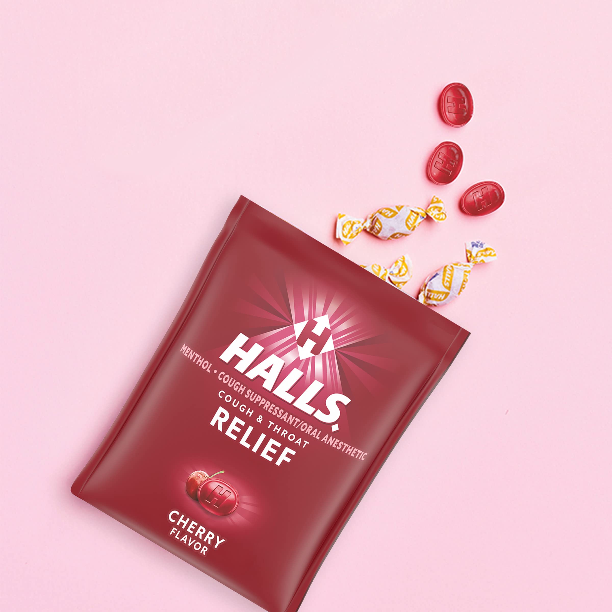HALLS Relief cerise, sac refermable, pratique pour voyage et travail