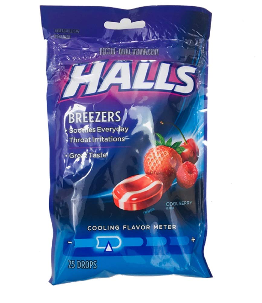 Pastilles Halls Breezers Cool Berry dans une boîte, fraîcheur rapide pour la gorge