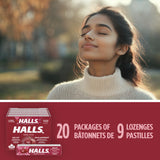 Halls cerise goût fruité et clair pour une pause agréable.