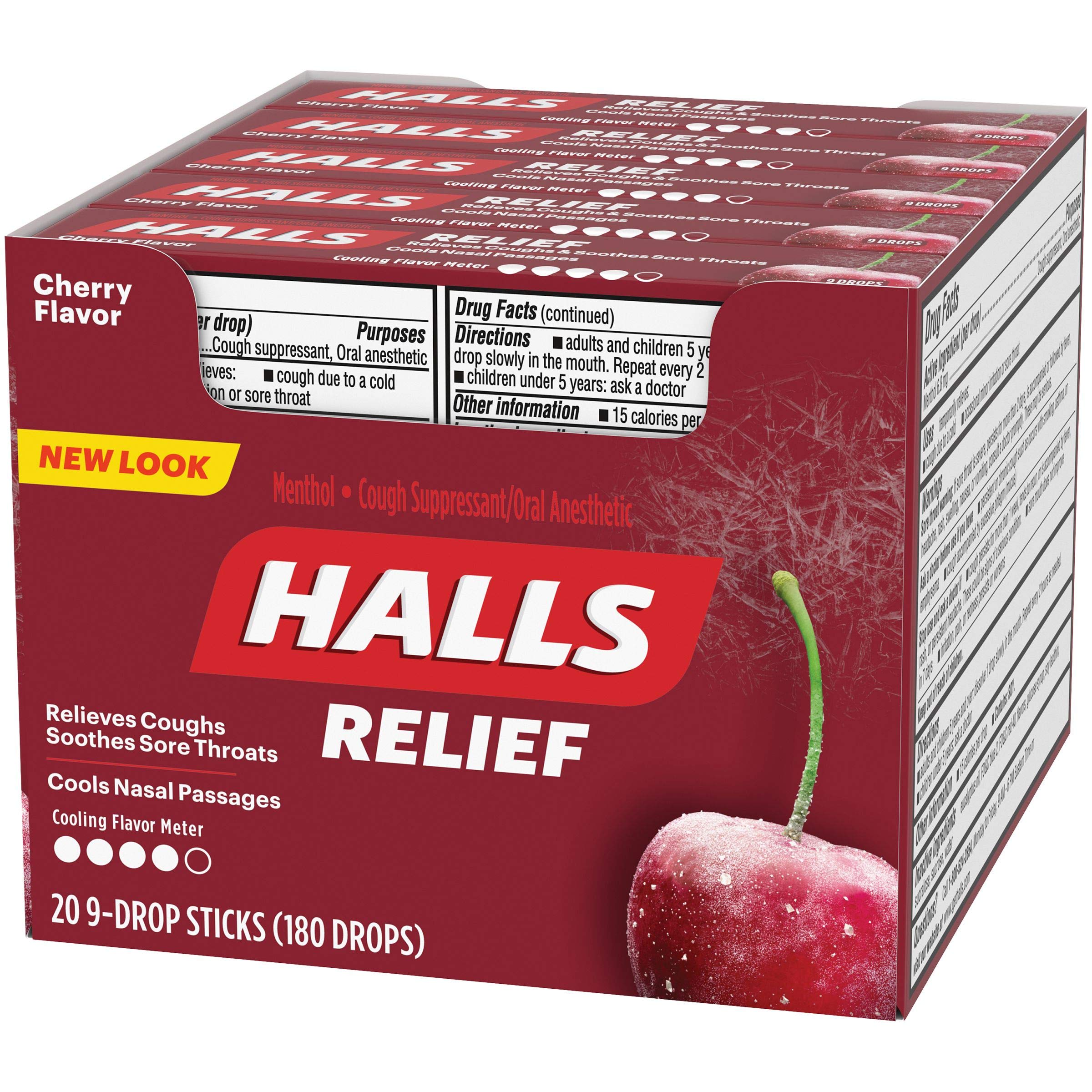 HALLS Cerise menthol, format compact idéal pour le sac.