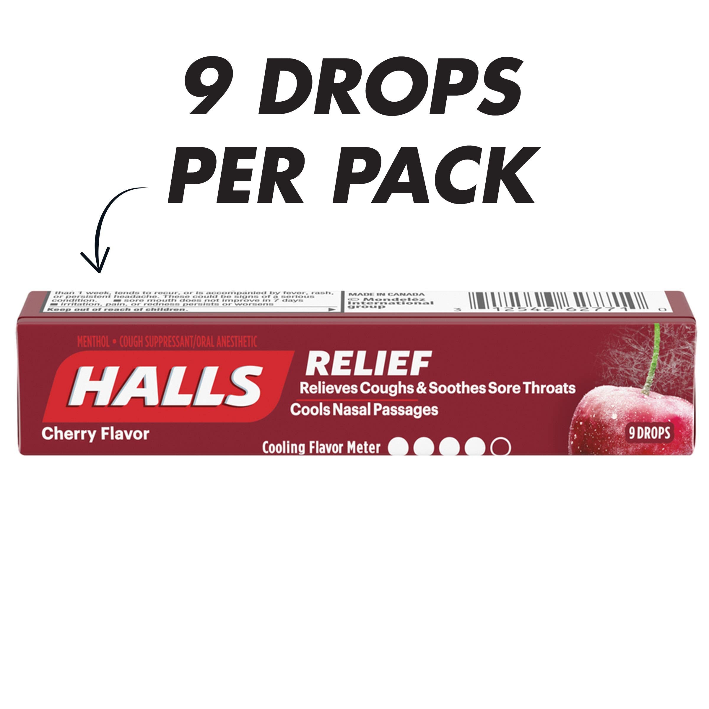 HALLS Cerise menthol, usage rapide lors d'irritation passagère.