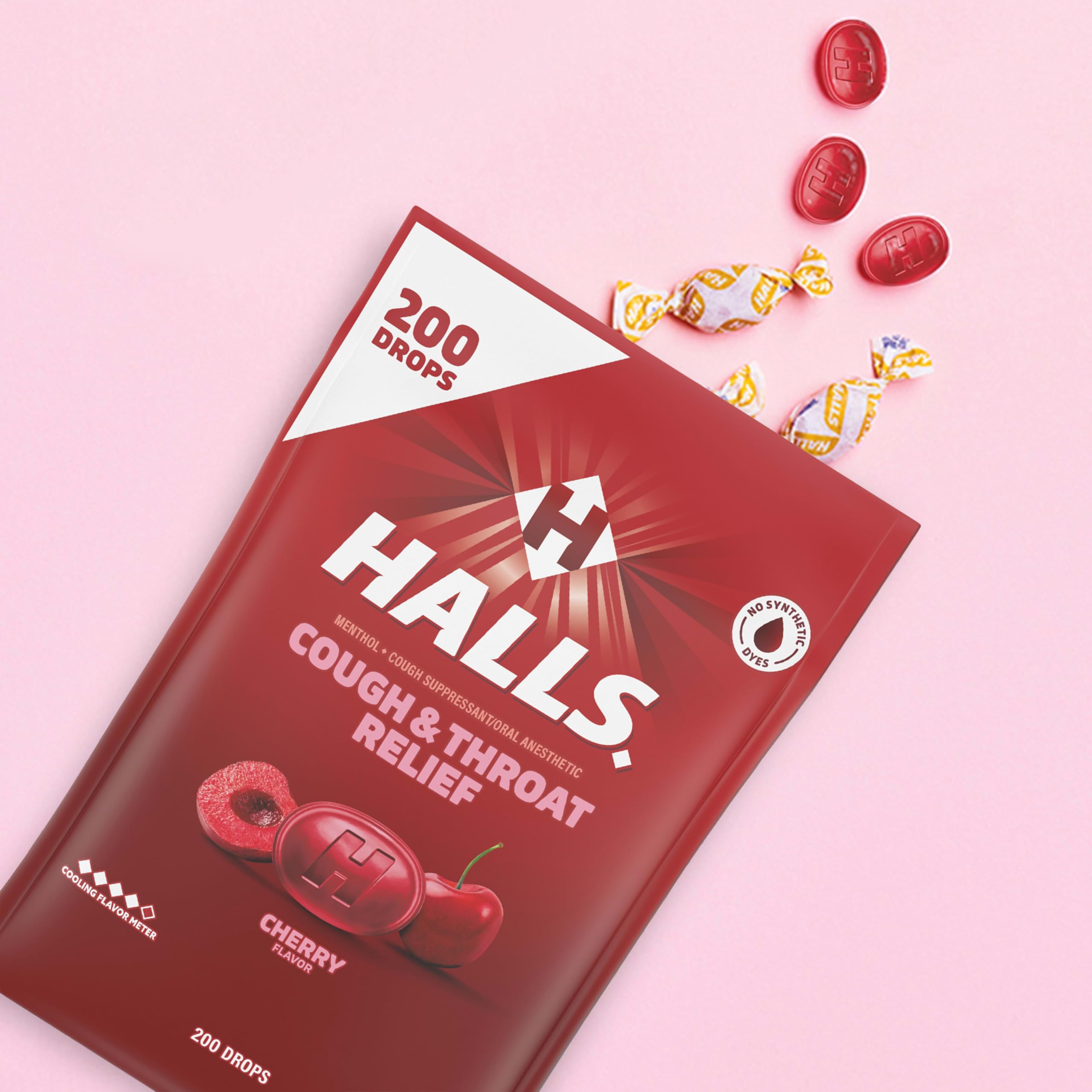 Pastilles cerise HALLS dans boîte 200; format bulk pratique