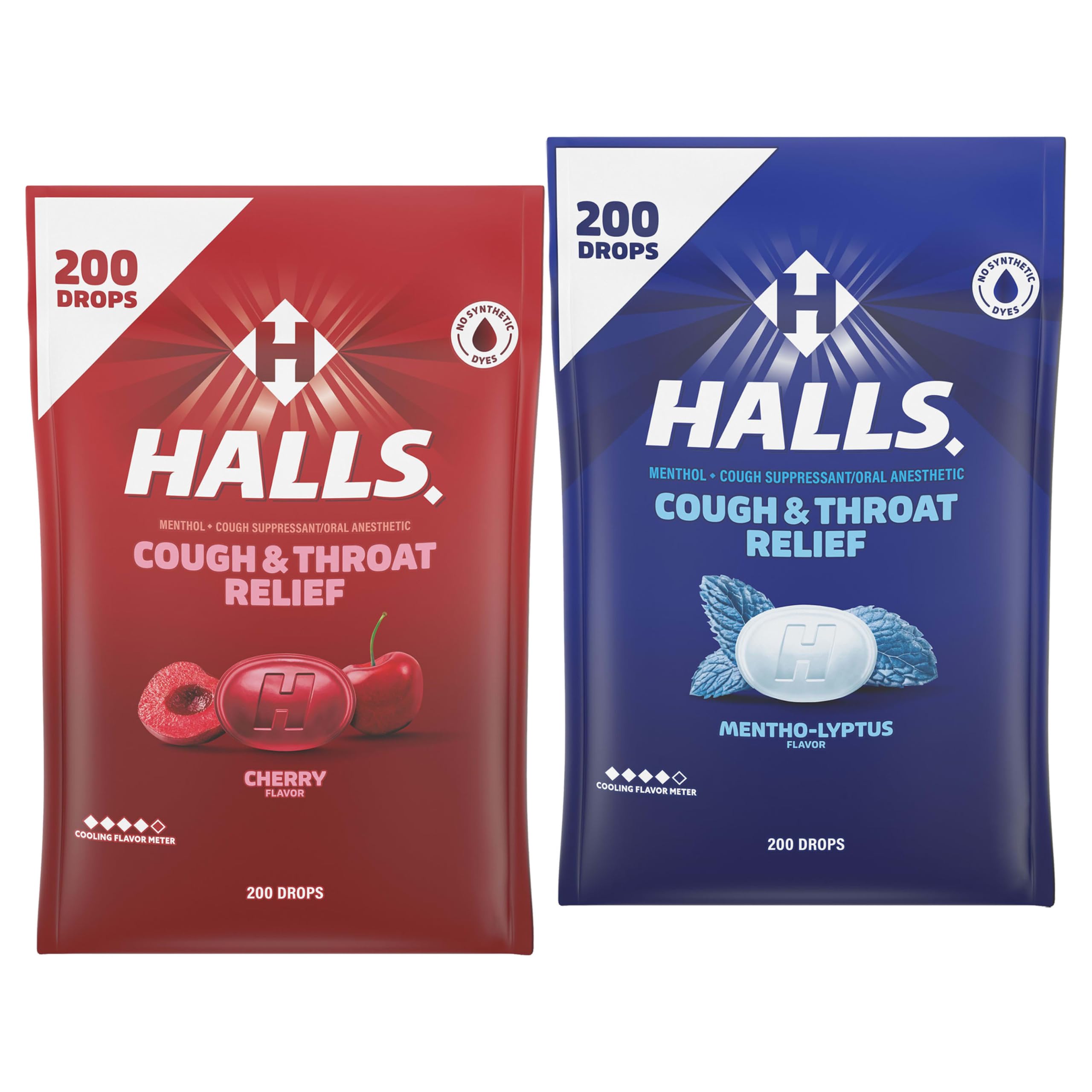 Pastilles HALLS cerise dans emballage; réconfort temporaire de la gorge