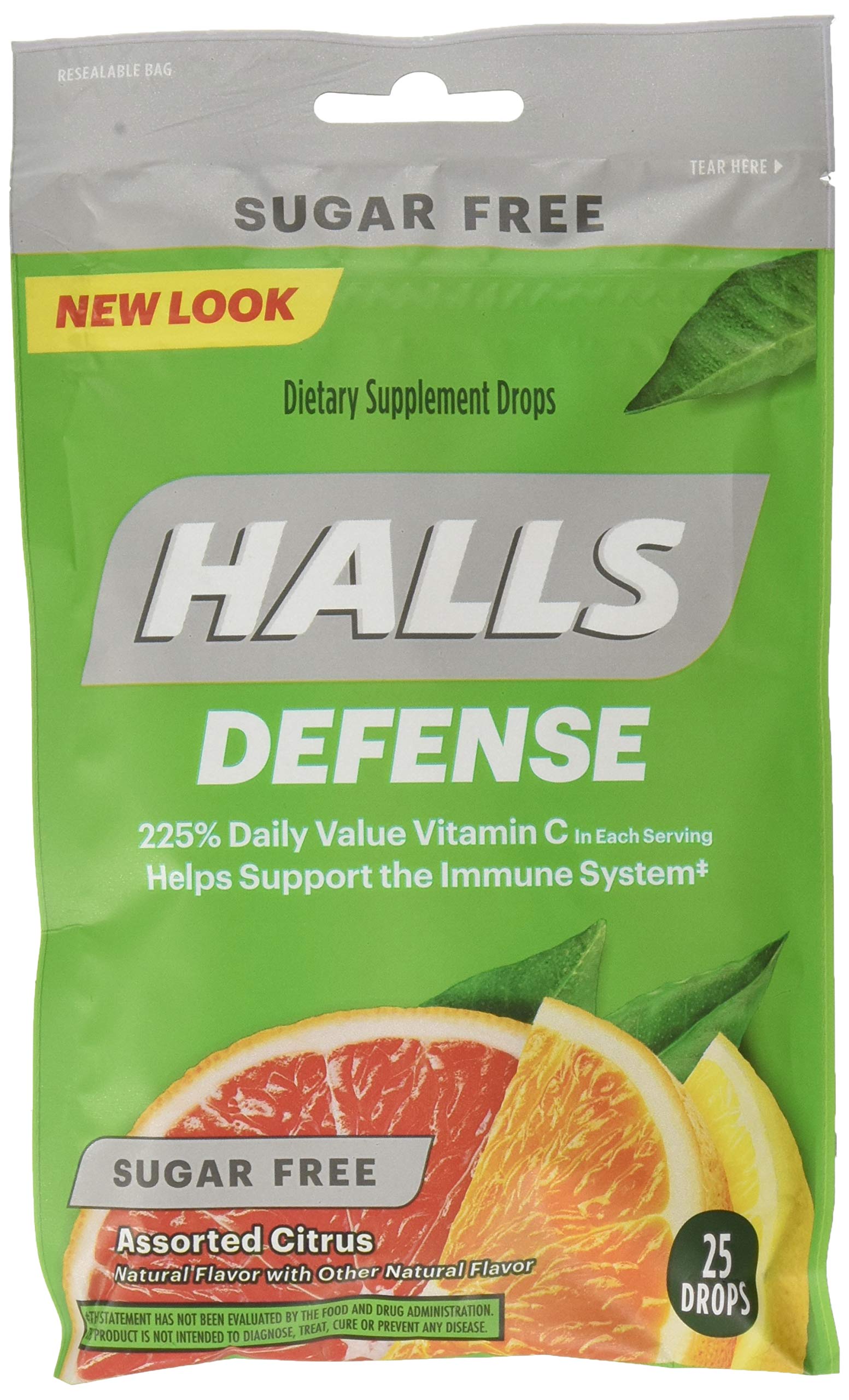 Halls Defense sans sucre, goutte citron: apport vitamine C quotidien