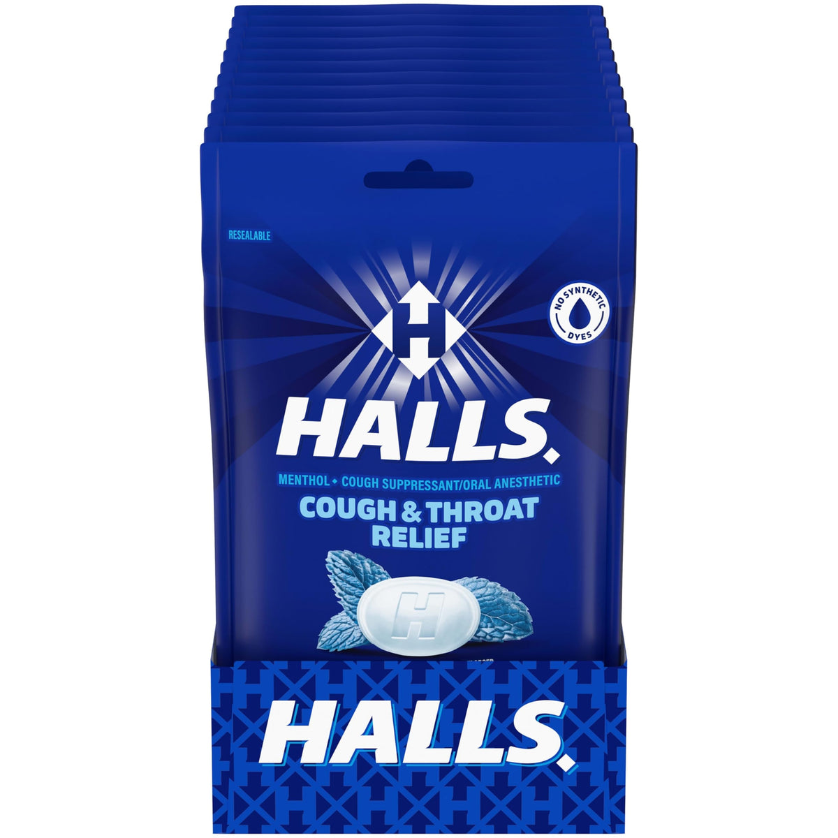HALLS Mentho-Lyptus emballage réutilisable, pratique pour voyager.
