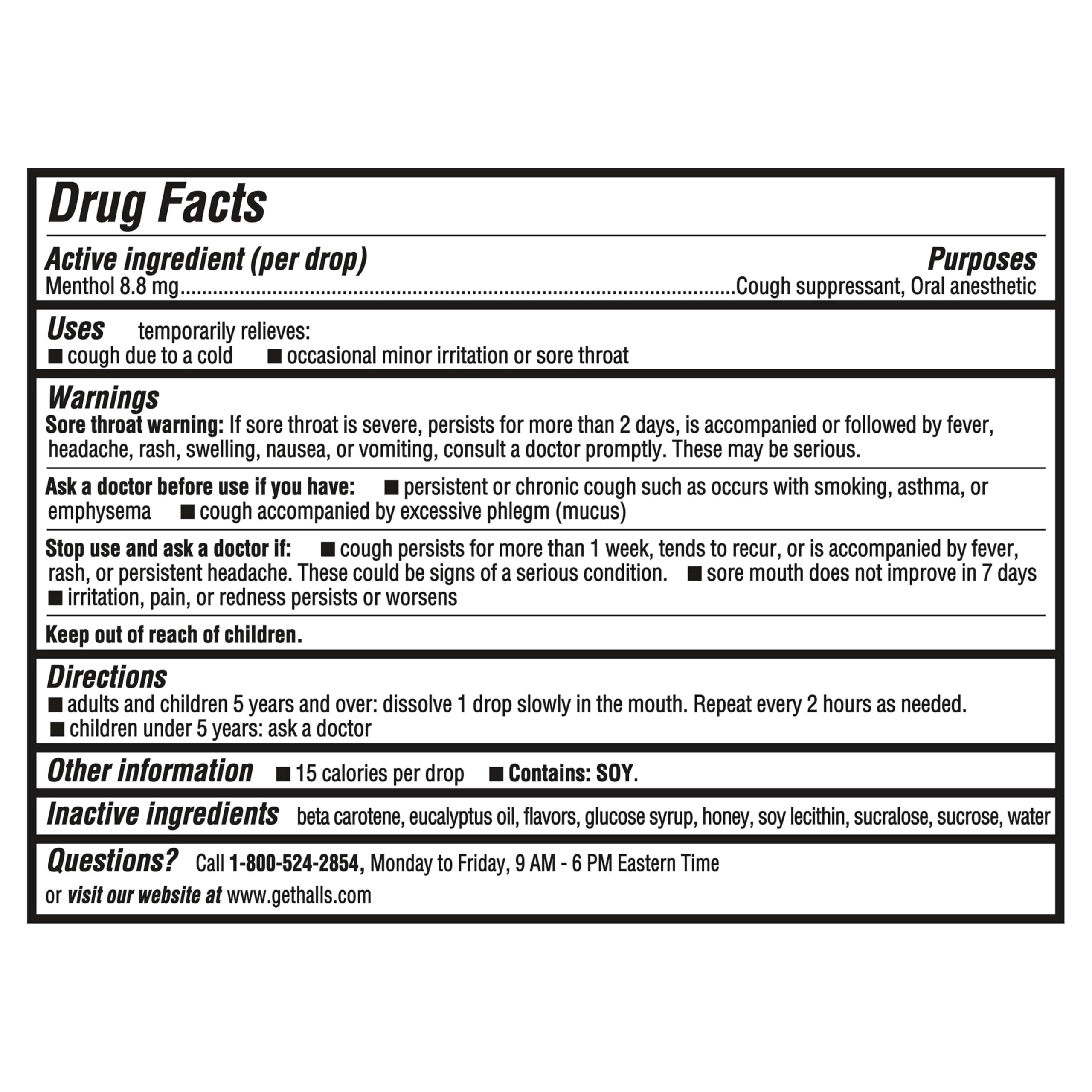 Menthol 8,8 mg par pastille Hall's