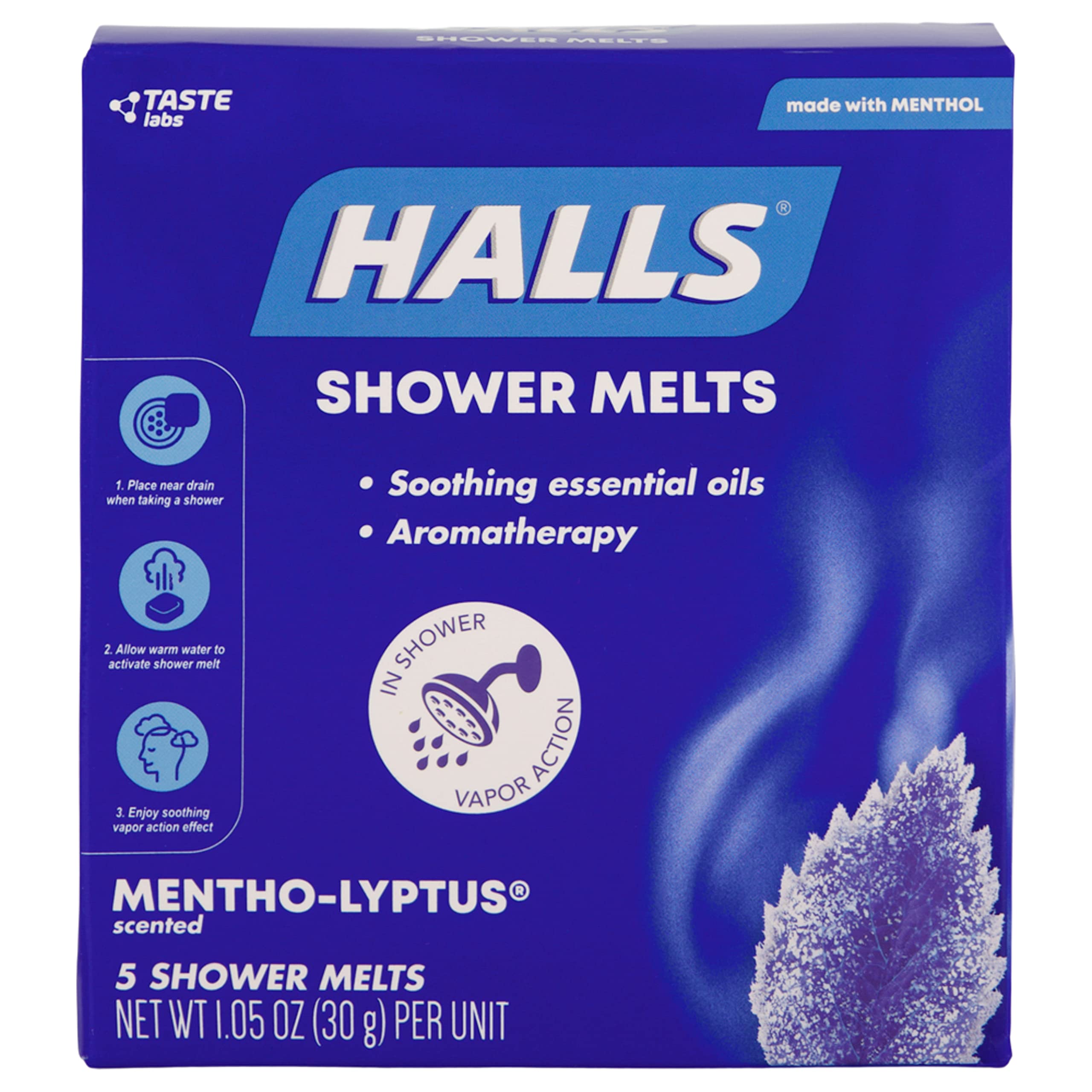 Halls Soothing Shower Melts apaisants menthe-eucalyptus sous la douche