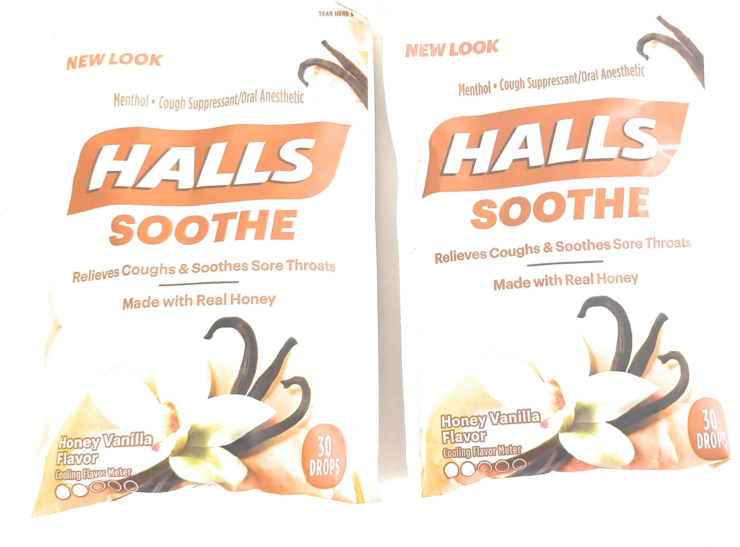 Pastilles Halls miel vanille, lot de 2, réconfort pour gorge irritée et toux légère