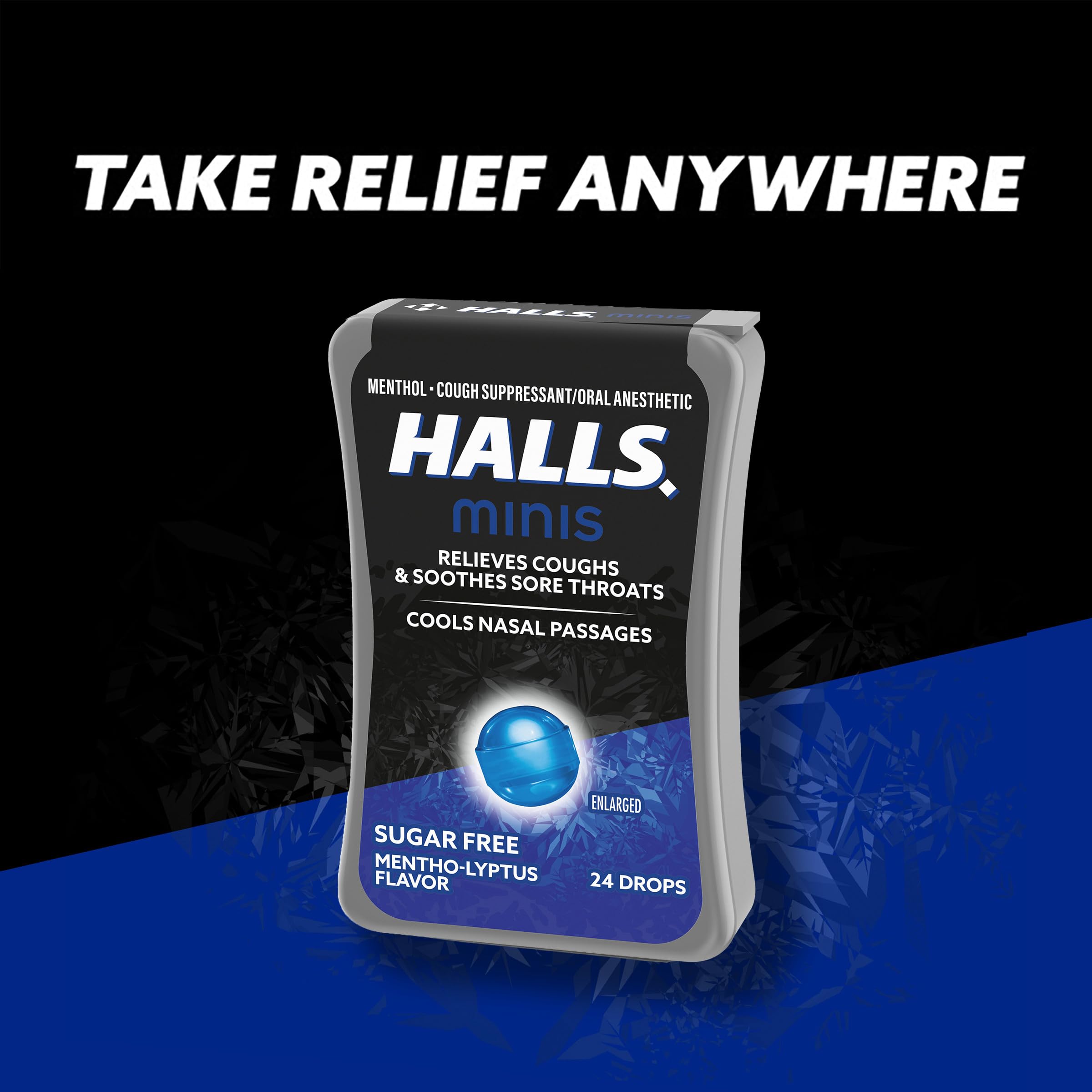 HALLS Minis Mentho-Lyptus: ouverture à clapet pour usage rapide et discret