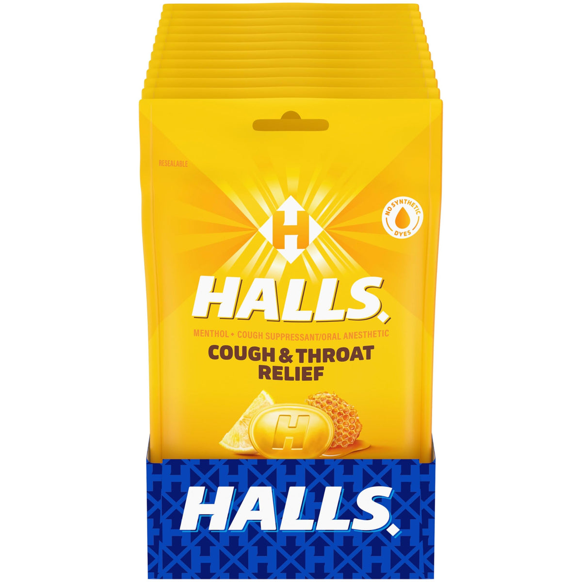 HALLS pastilles pour gorge miel citron en sachets pratiques pour voyager