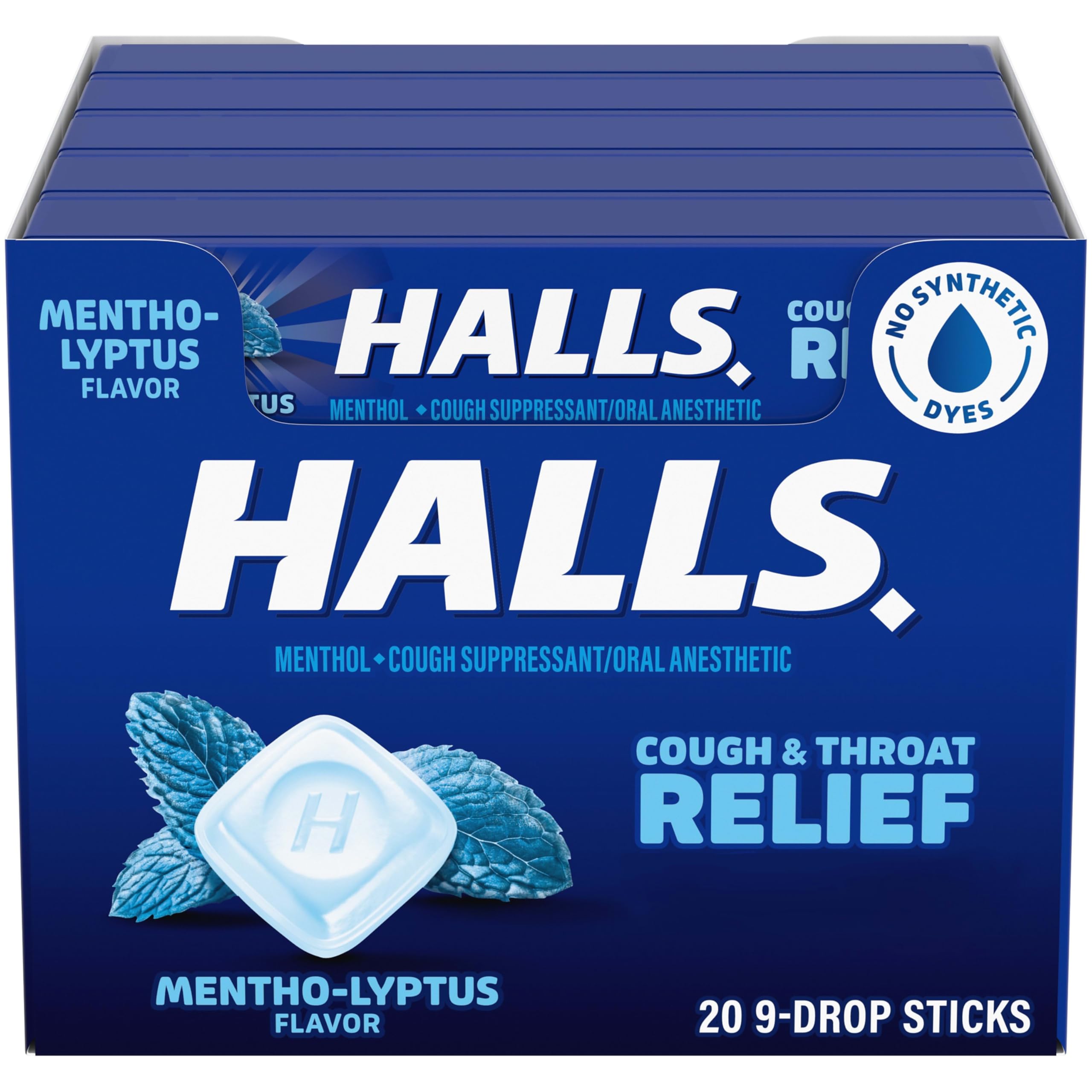HALLS Mentho-Lyptus dans la boîte, soulagement temporaire de la gorge