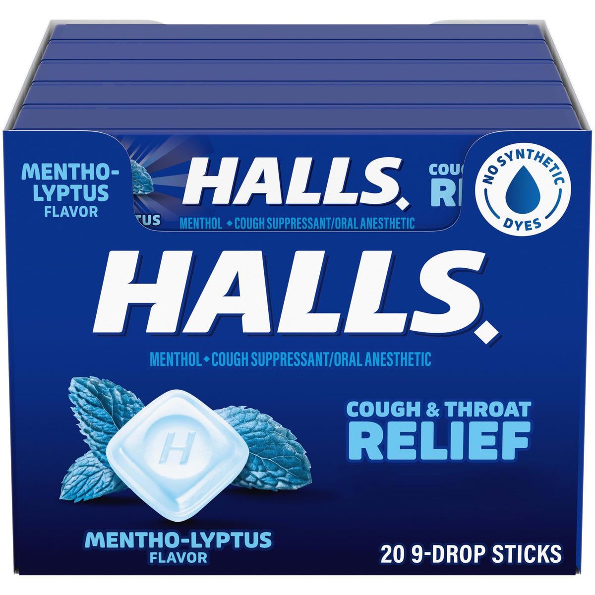 HALLS Mentho-Lyptus dans la boîte, soulagement temporaire de la gorge