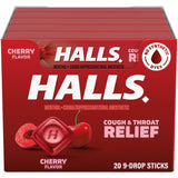 HALLS montre une poche de pastilles cerise rafraîchissantes pour la gorge