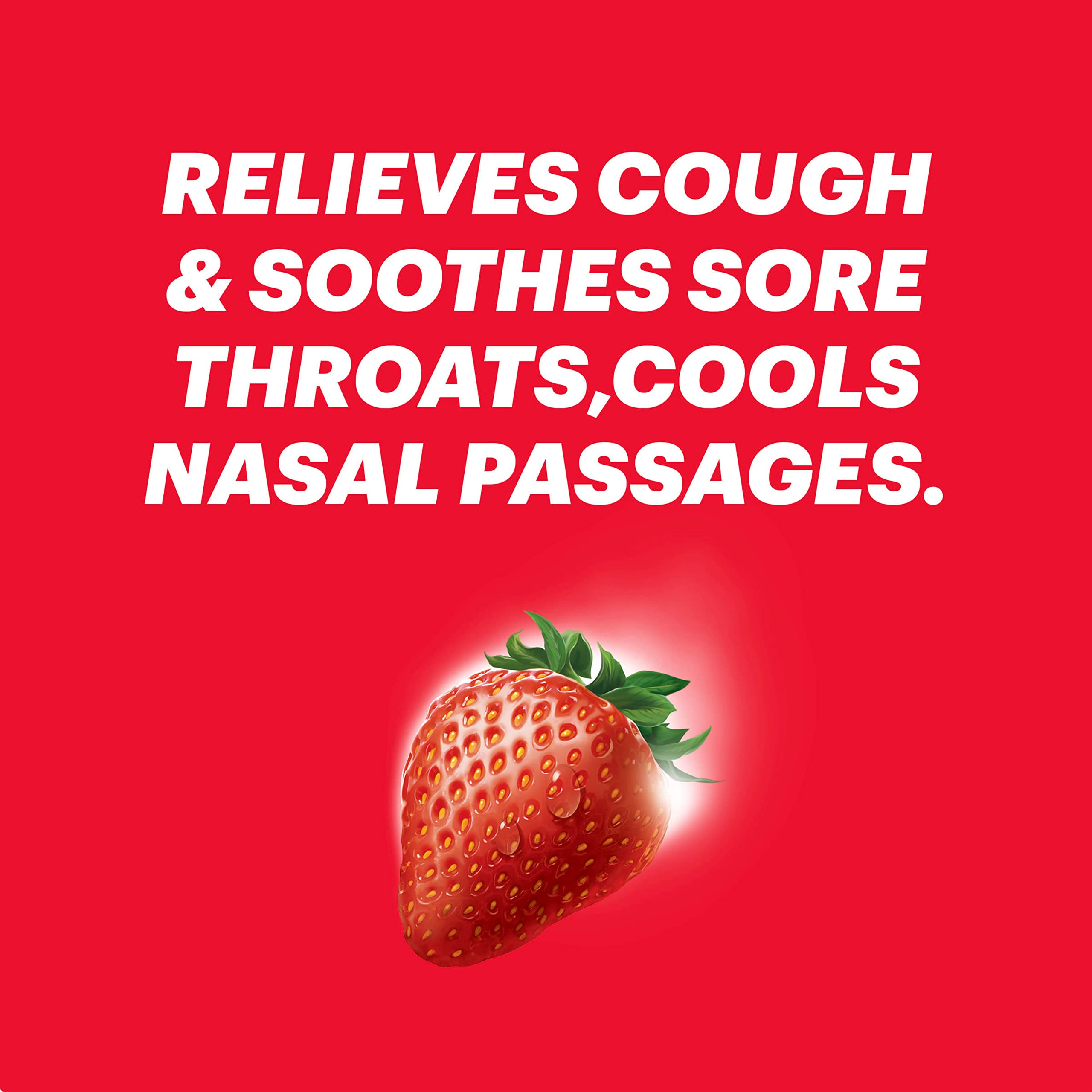 Dissoudre lentement une goutte HALLS Relief Fraise pour apaisement.