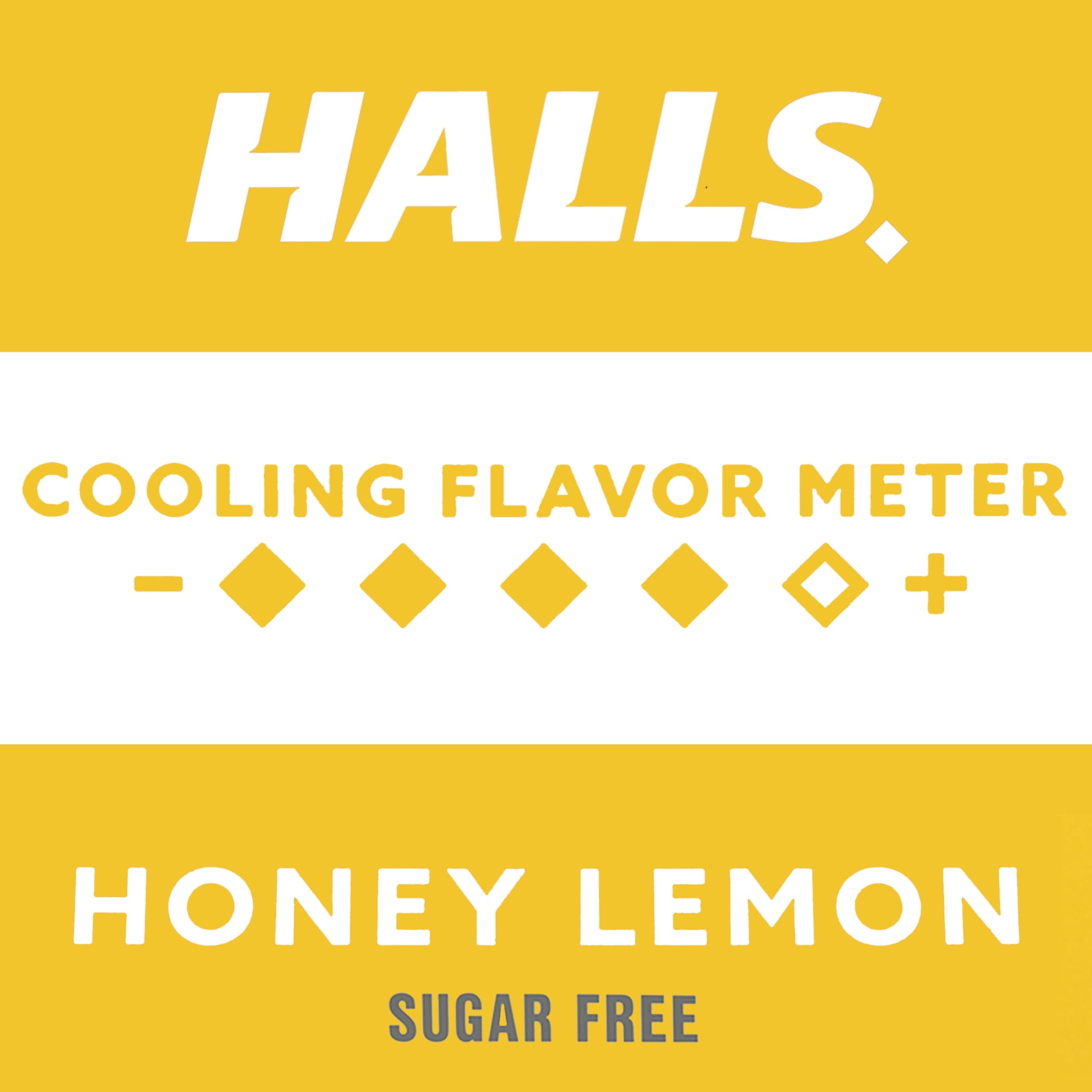 Menthol 5-8 mg par pastille HALLS Relief, effet frais.