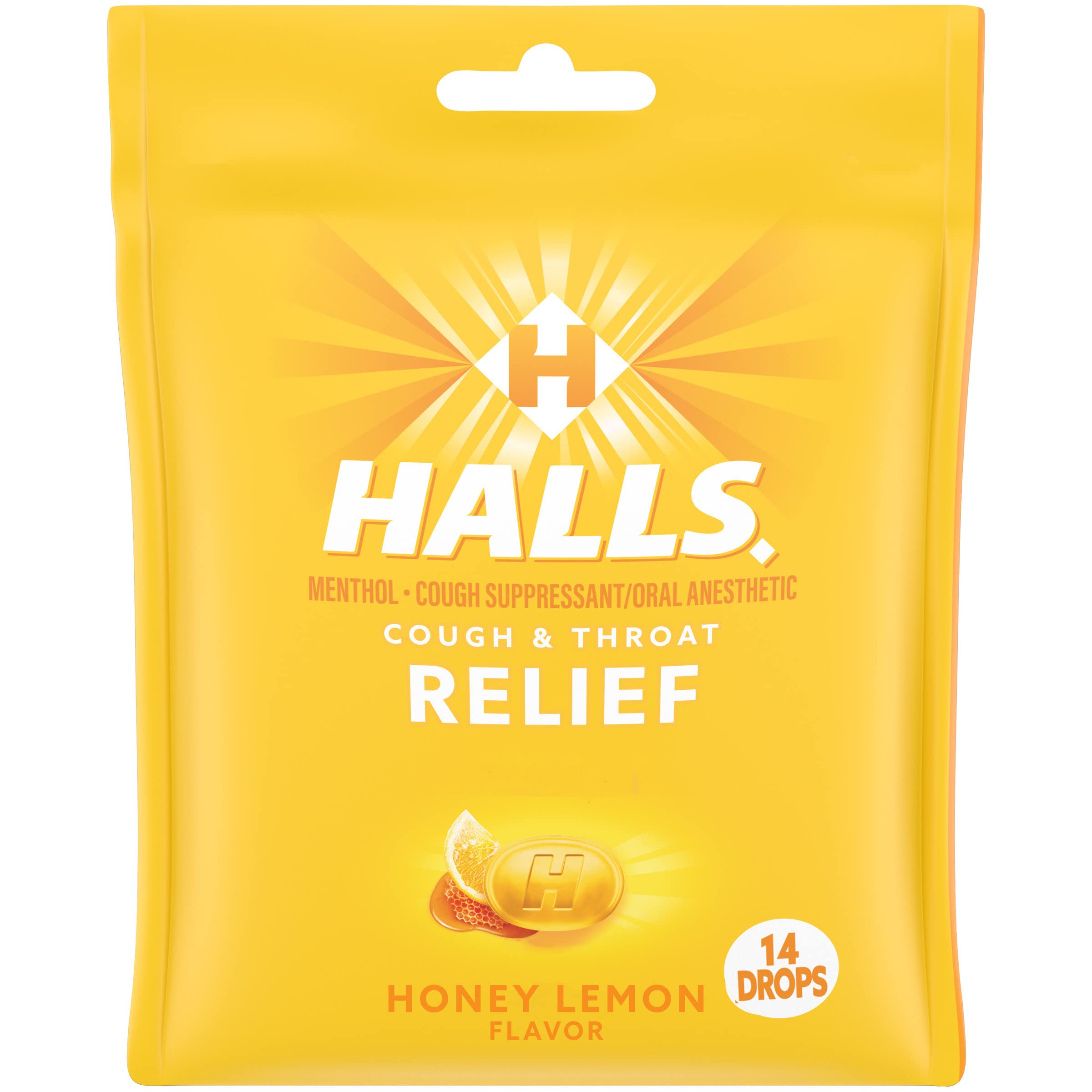 Boîte HALLS miel citron, 14 pastilles prête à l'emploi.