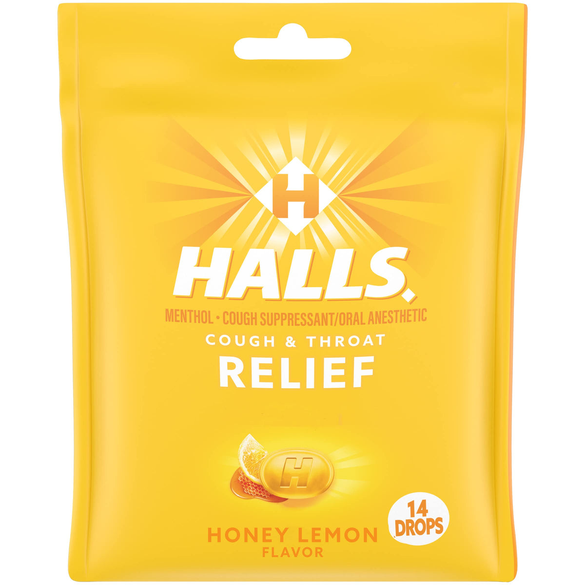 Boîte HALLS miel citron, 14 pastilles prête à l'emploi.