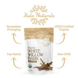 Halo Naturals écorce saule blanche coupée et tamisée, source naturelle pour vos boissons.