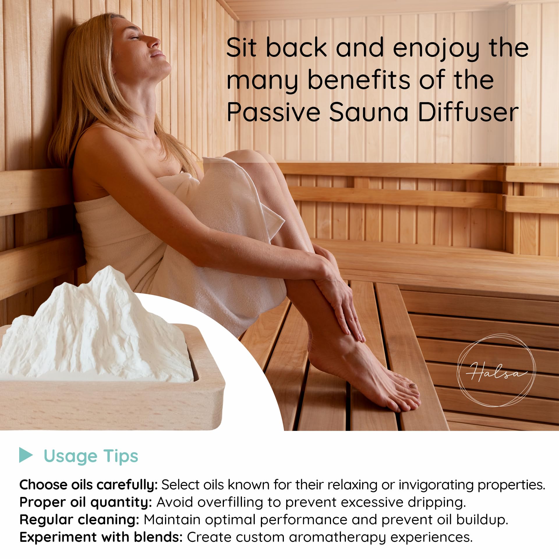 HALSA Diffuseur Passif en salle de bain ou bureau, utilisation polyvalente