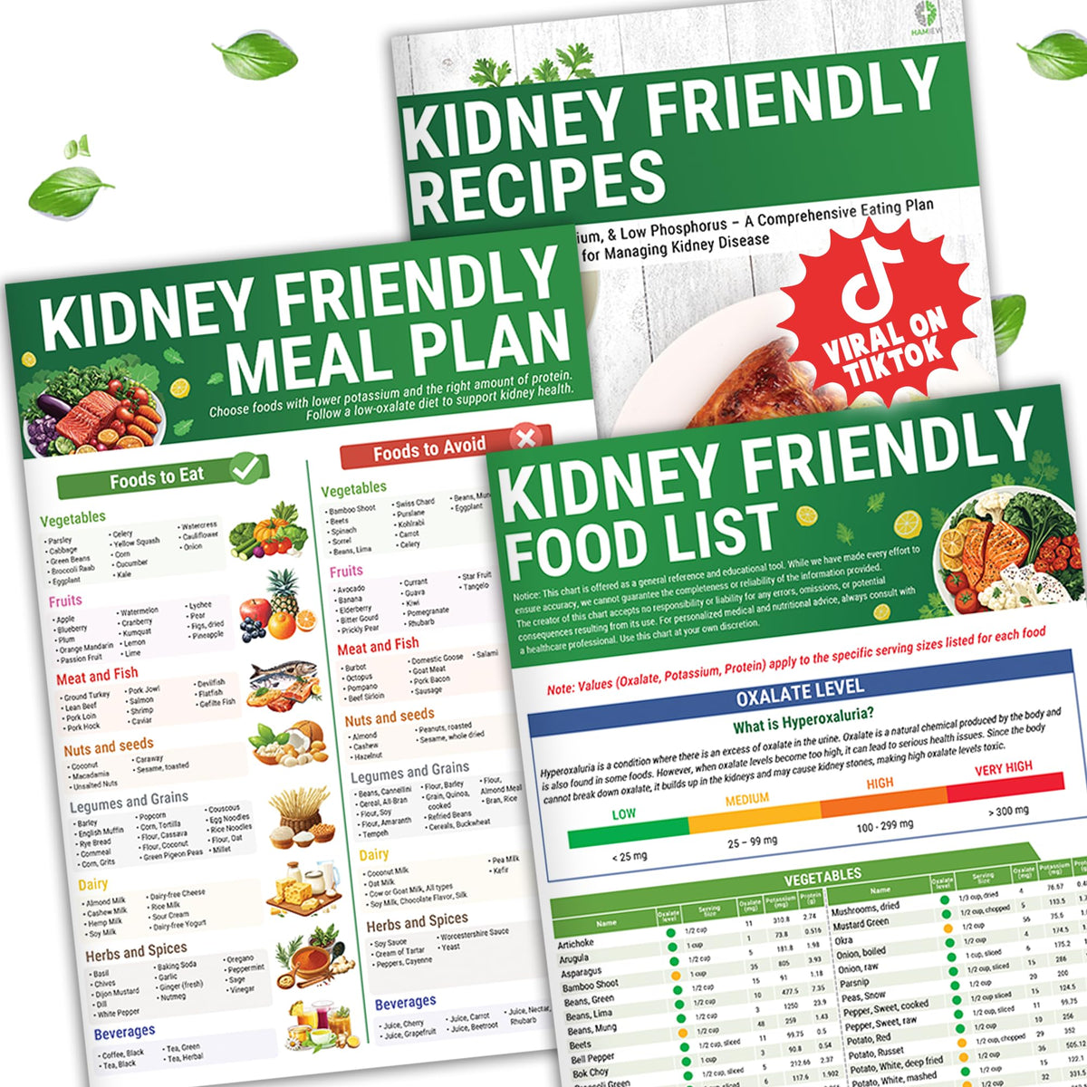 HAMIEW Set 3 liste-aliments-reins : aide à choisir des aliments adaptés à la fonction rénale.
